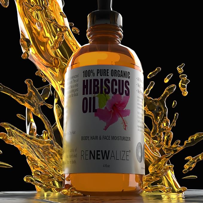 Virgin Organic HIBISCUS SEED OIL | Unrefined Cold Pressed 100 Percent Pure | Large 4 fl oz bottle | All Natural Anti Aging and Hair Growth oil