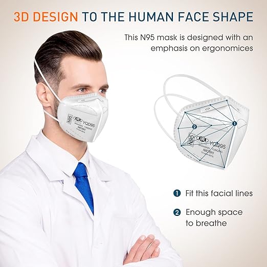 N95 Mask NIOSH Approved 100-Pack, Particulate Respirator N95 Face Masks Universal Fit - Individually Wrapped