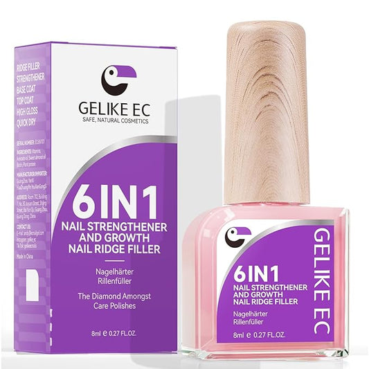 Nail Strengthener Protein for Damaged Nails: Pink 6 in 1 Natural Nail Hardener Extra Strong and Growth - Long Lasting Repair for Damaged Nails - Growth Oil for Salon Home Daily Work
