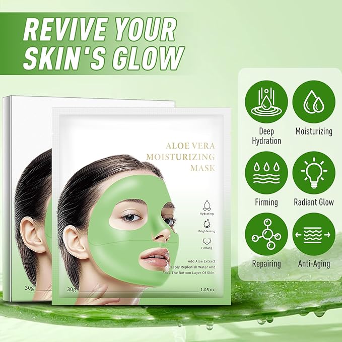 Aloe Vera Hydrogel Face Masks Skin Care 4 Pack, Deep Hydrating Overnight Facial Mask,Hydro Jelly masks for Facials Professional,Moisturizing Night Wrapping Gel Mask Sheet for Women Skin Care