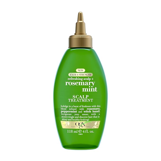OGX Extra Strength Refreshing Scalp + Rosemary Mint, Refreshing to Help Remove Scalp Buildup, Minty Leave-In Dry for Shiny Hair, 4 fl. Oz