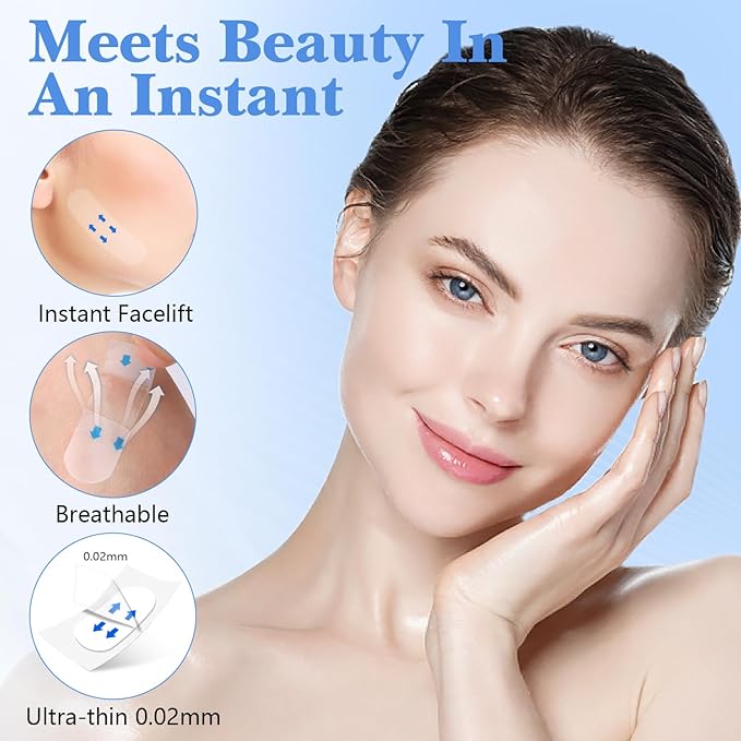 128 PCS Face Tape Lifting Invisible, Facel Lift Tape For Face Invisible Patch, Instant Face Tape for Jowls, Makeup Skin Face Lifting Tools For Double Chin Tape