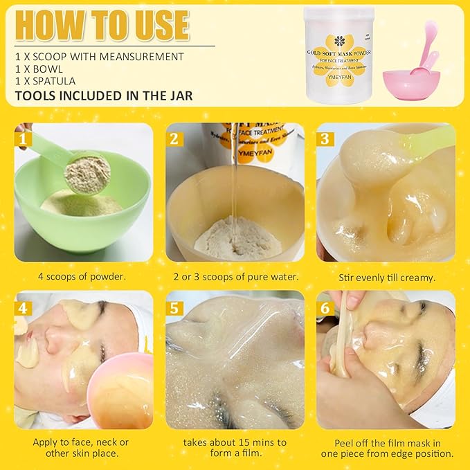 Jelly Mask for Facials Professional, 17.6Oz Upgrade Real 24K Gold Anti-Aging & Firming Jelly Masks with Tools, Peel Off for DIY Skin Care Salon Spa