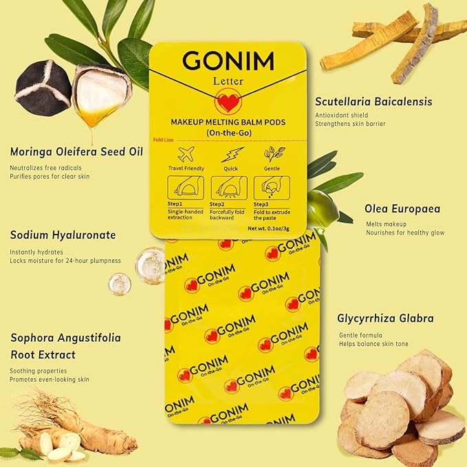 Makeup Remover Cleansing Balm On-The-Go | Made with Olive Oil & Hyaluronic Acid | Refreshing Finish | Highly Effective | Gentle for All Skin Types | Mini Travel Size Pods with 15 x 0.106 oz