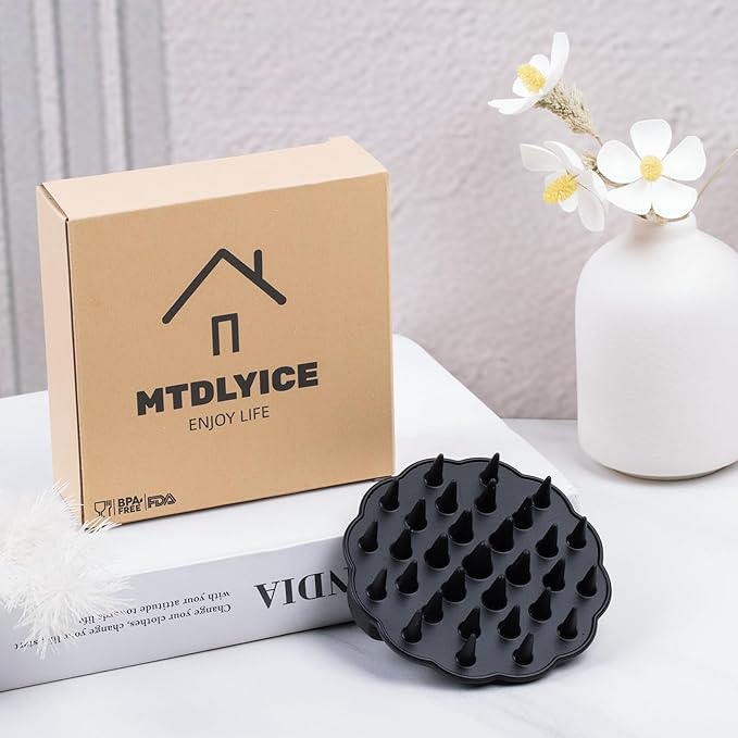 Scalp Massager Hair Growth, Scalp Scrubber Wiht Silicone Bristles, Head Massager Scalp, Wet Dry Hair Care Scalp Scrub for Women Man (Black)