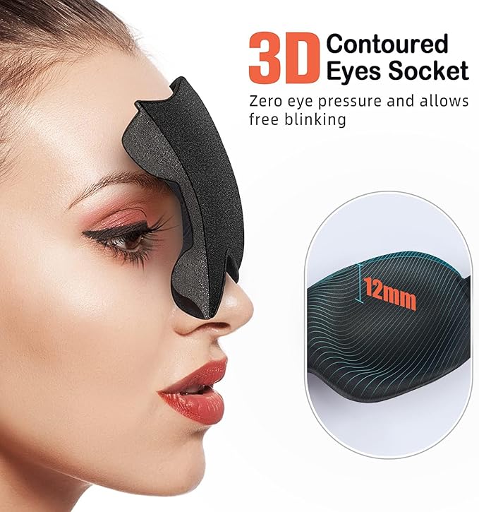 Sleep Mask 2 Pack, Invisible Alar Deep Orbit 3D Eye Mask Ultra Lightweight & Comfortable Sleeping Mask for Side Sleeper, Sleeping Mask & Blindfold Soft Breathable for Women Men Relaxing Zero Pressure