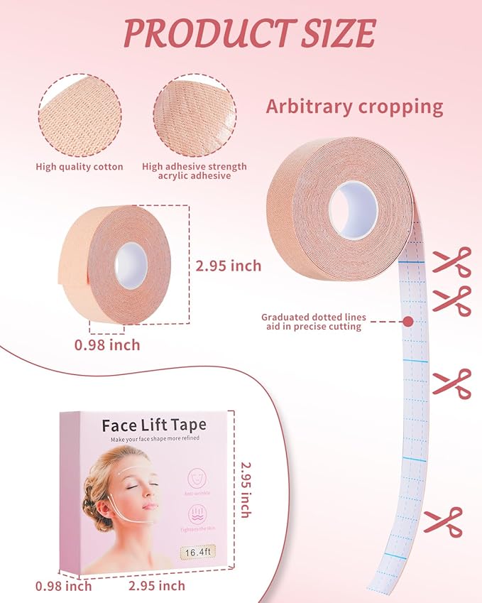 Anti-wrinkle Face Tape,3 Individually Wrapped Boxes of Premium Face Lifting Strap，Skin Tone Skin Tape for Face