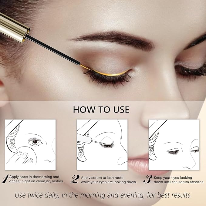 Natural Eyelash Growth Serum with 15 Plant Extracts, Lash Enhancement Formula