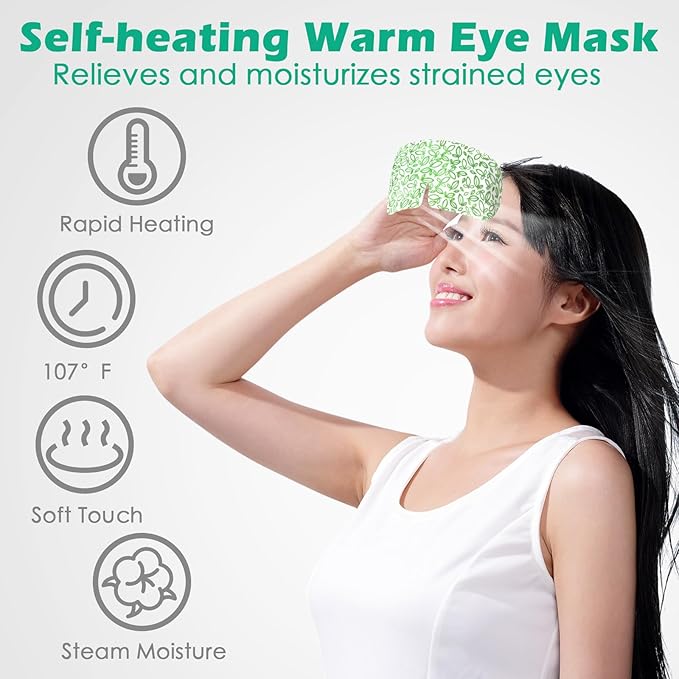 50 Packs Steam Eye Mask for Dry Eyes Spa Warm Sleep Mask Self Heating Disposable Eye Masks for Home Office Travel Eyestrain Relieve(Unscented)