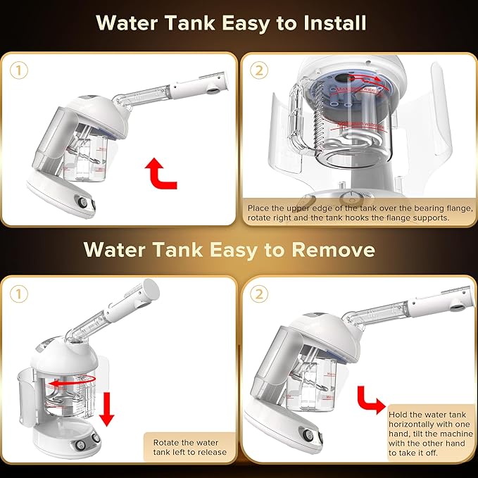 Easy to Clean Facial Steamer, Nano Ionic Face Steamer for Facial Deep Cleaning, Portable Face Humidifier with 360° Rotating Arm, 300ML Large Capacity, with Aromatherapy Diffuser, Warm Mist