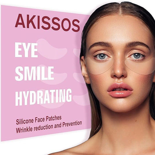 Akissos Under Eye Patches 6 PCS Silicone Reusable Eye Patches for Wrinkle, Puffiness Eyes, Dark Circles - Overnight Skin Facial Moisturizing Treatment for All Skin - Hypoallergenic Smile Line Pads