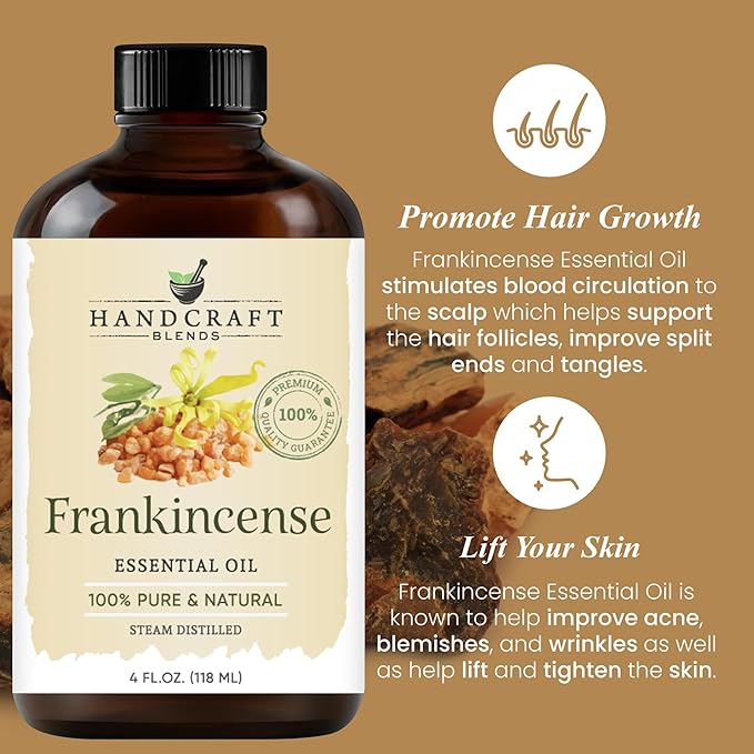 Handcraft Blends Frankincense Essential Oil - Huge 4 Fl Oz - 100% Pure and Natural - Premium Grade Essential Oil for Diffuser and Aromatherapy