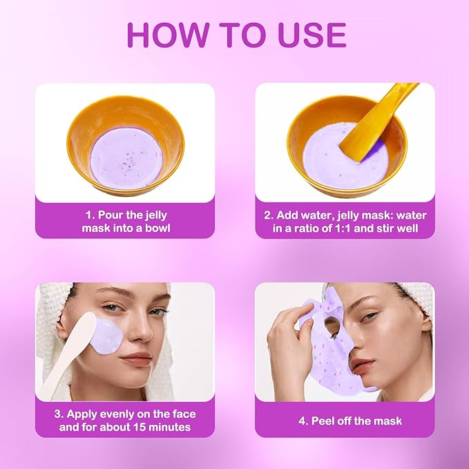 Jelly Mask for Facials Professional Natural Gel Face Masks, Hyaluronic acid Hydrating Rubber Mask Jar Face Mask SkinCare 23 Fl Oz (Lavender)