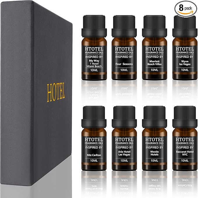 Hotel Collection Diffuser Essential Oil Gift Set,Seaside Hotel Scents for Home,Stress Relief Air Freshening,Ritz Carlton,Westin,Wynn Las Vegas,Baccarat NYC,Four Seasons,Aria,Marriott Beach Villas