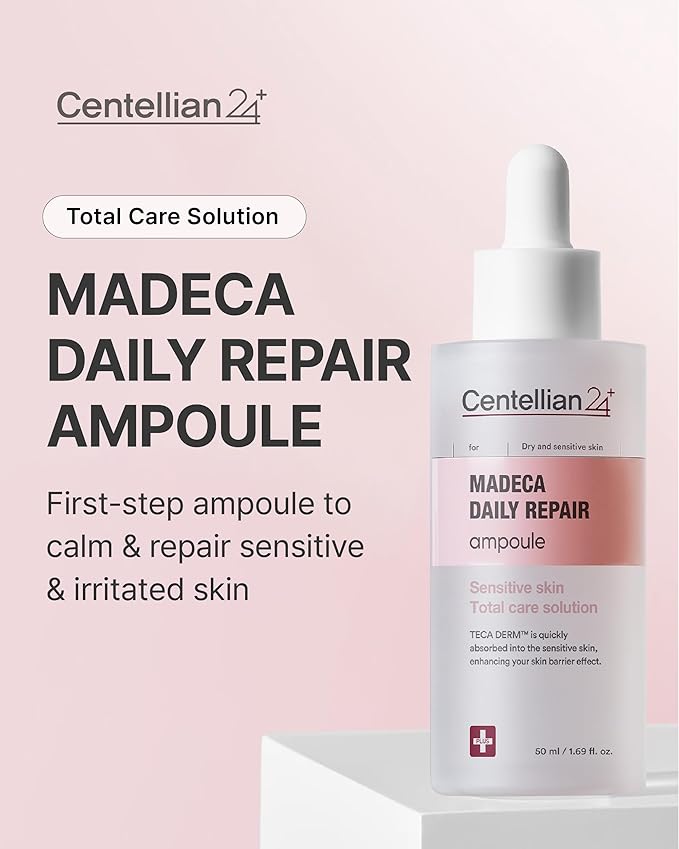 Centellian 24 Madeca Daily Repair Ampoule (Daily Soothing, 1.69fl oz) - Soothing & Hydrating Facial Serum for Sensitive Skin, Skin Barrier Repair & Fast Absorption, Korean Skin Care