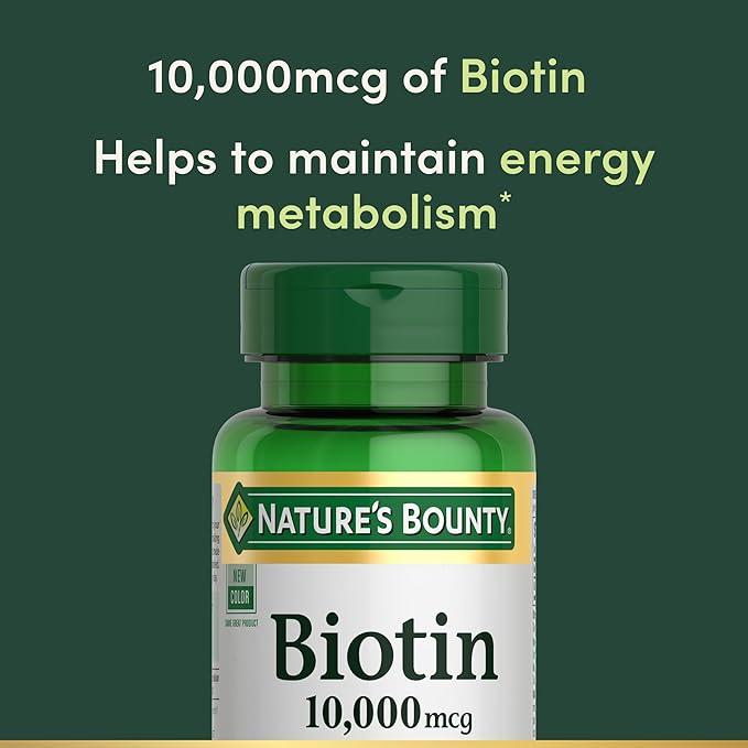 Nature's Bounty Biotin Hair Skin and Nails Vitamins, Supports Healthy Hair, Skin and Nails, 10,000 mcg, 120 Softgels (Pack of 1)