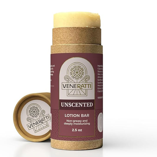 Lotion Bar Unscented - Vegan, Made in the US, Eco Friendly Stick - Quick Absorption, Non-Sticky - Natural Ingredients Solid Body Lotion for Women Dry Skin - Travel Body Lotion