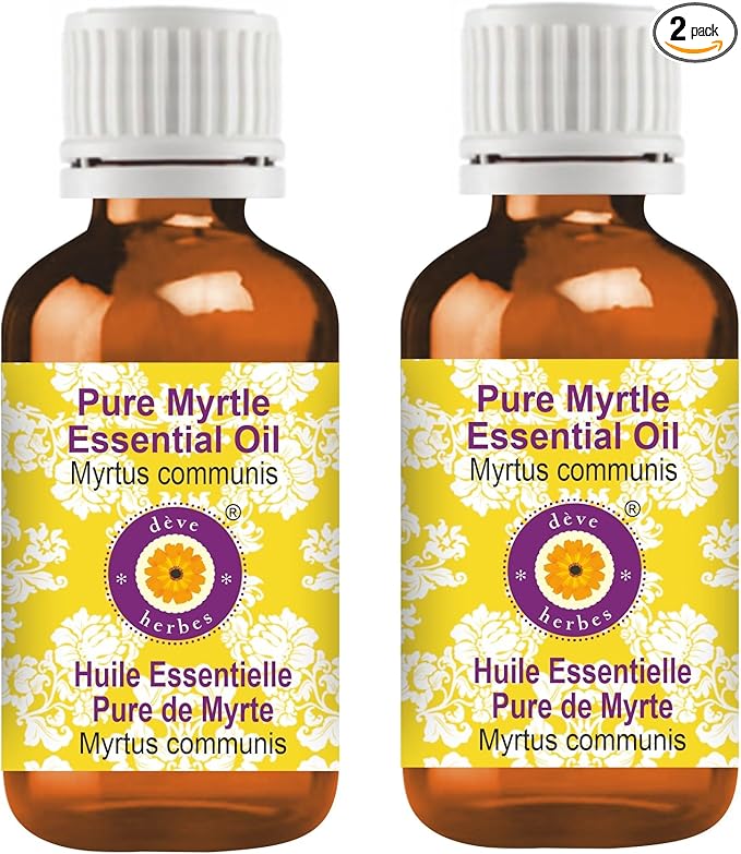 Deve Herbes Pure Myrtle Essential Oil (Myrtus communis) Steam Distilled (Pack of Two) 100ml X 2 (6.76 oz)
