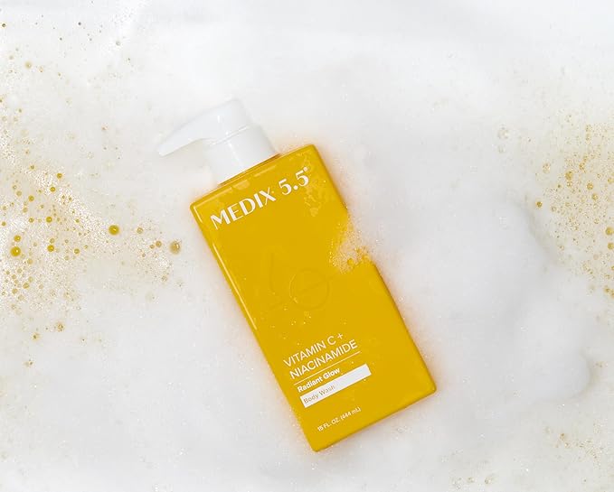 Medix 5.5 Radiant Glow Vitamin C Body Wash W/Niacinamide | Citrus Scented Gentle Body & Face Cleanser For Women, Men, Dry Skin, & Smoother-Looking Skin | Removes Dirt, Oil, & Impurities, 15 Fl Oz