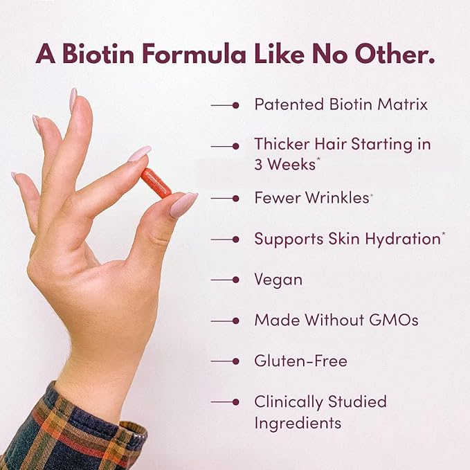Purity Products MyBiotin ProClinical – Thicker Hair Starting in 3 Weeks & Fights Wrinkles - MB40X Patented Biotin Matrix w/Astaxanthin - 40X More Soluble vs Ordinary Biotin 30 Veg Cap