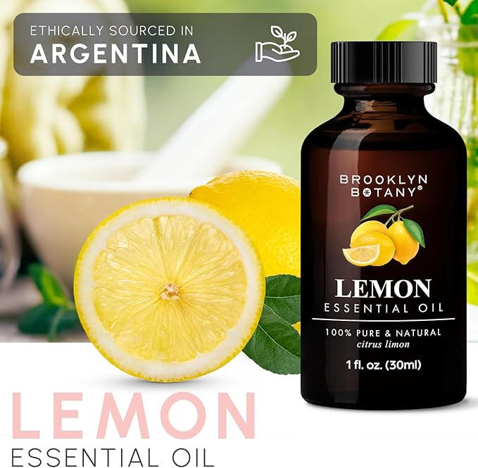 Brooklyn Botany Lemon Essential Oil – 100% Pure and Natural – Premium Grade Oil with Dropper - for Aromatherapy and Diffuser - 1 Fl Oz