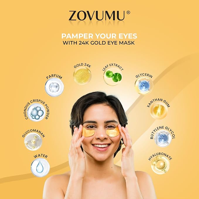 Under Eye Patches (30 Pairs) 24K Gold Skin Care Eye Mask - Puffy Eyes & Dark Circles Treatments - Eye patches Pads With Collagen, Hyaluronic Acid & Castor Oil, Skin Care for Men & Women Gift
