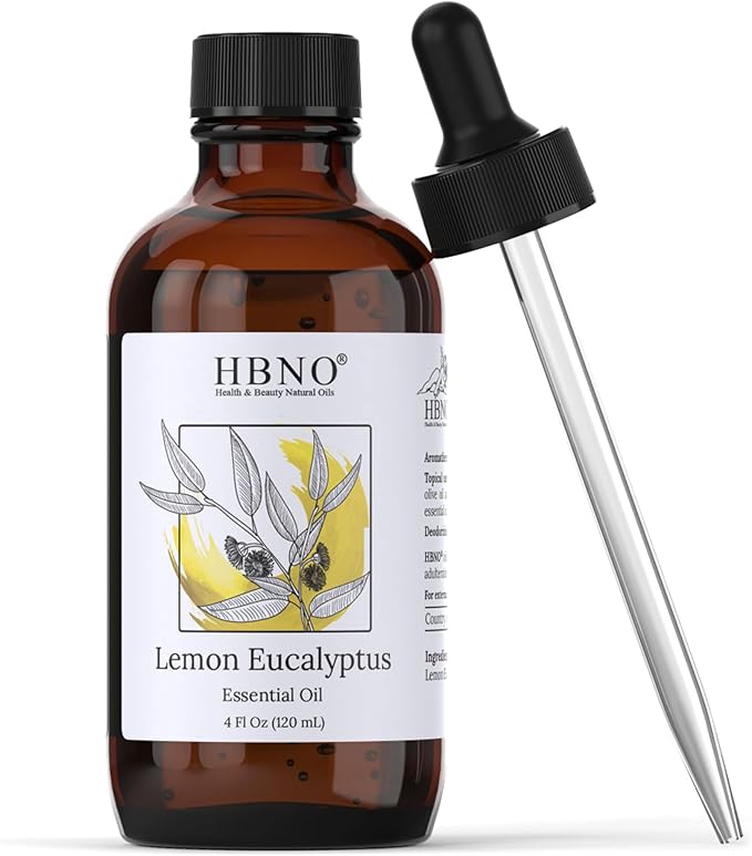 HBNO Lemon Eucalyptus Essential Oil - Huge 4 oz (120ml) Value Size - Natural Lemon Eucalyptus Oil - Perfect for Cleaning, Aromatherapy, DIY, Soap & Diffuser - Lemon Eucalyptus Essential Oil