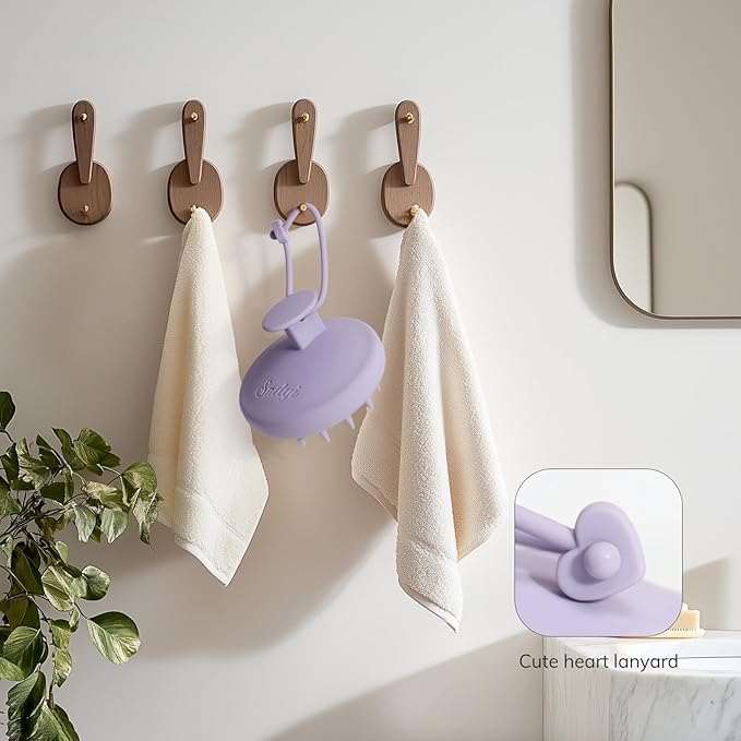 Sndyi Silicone Scalp Massager Shampoo Brush, Hair Scrubber with Soft Silicone Bristles, Scalp Scrubber/Exfoliator for Dandruff Removal, Wet Dry Scalp Brush for Hair Growth & Scalp Care, Gray Purple