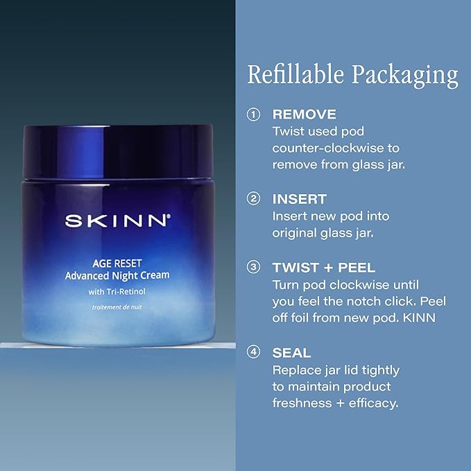 SKINN Advanced Night Cream for Face, 1.7 Fl Oz - Deep Wrinkle Cream for Women & Men for Fine Lines, Uneven Skin Tone & Sagging Skin - Facial Moisturizer Skin Care for Vibrant & Healthy-Looking Skin