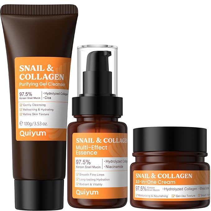 Snail Mucin Cream, 97.5% Pure Snail Slime Extract Moisturizer for Face and Body, Snail Mucin Essence 92% Snail Slime Serum, Face Cleanser for Moisturizing Repairing