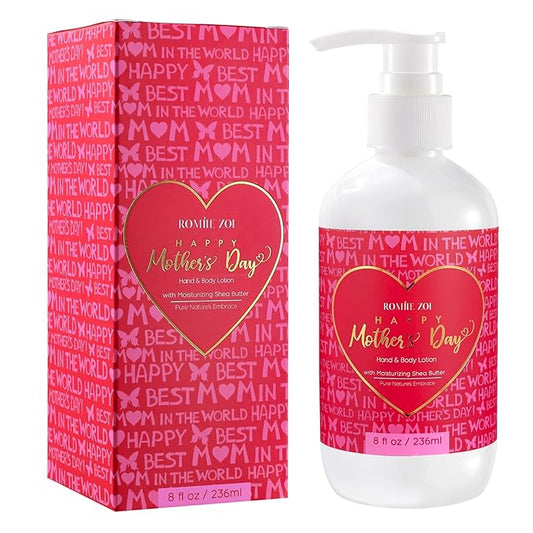 Hand & Body Lotion for Mother's Day Gift Basket- Red Heart - Infused with Rose Scented Aroma - 236 ML /8 FL OZ