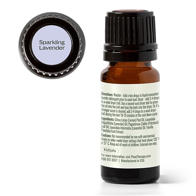 Plant Therapy Sparkling Lavender Laundry Essential Oil Blend 10 mL (1/3 oz) Pure, Undiluted, Wash Fragrance and Scent Enhancer
