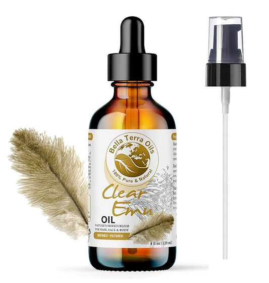 Bella Terra Oils - Clear Emu Oil 4oz - Inspired by Nature's Perfection, High in Omega-3 & Omega-6 Acids, Skin's Best Companion for Moisturization