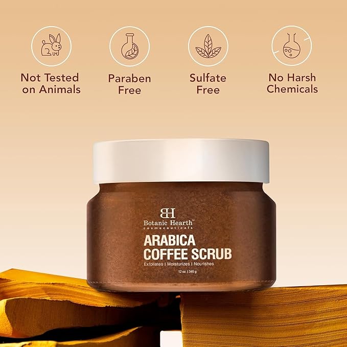 Botanic Hearth Arabica Coffee Body Scrub Exfoliating Body Scrub act as Body Exfoliator & helps with Moisturizing Skin, Acne, Cellulite, Dead Skin Scars, Wrinkles 12 oz