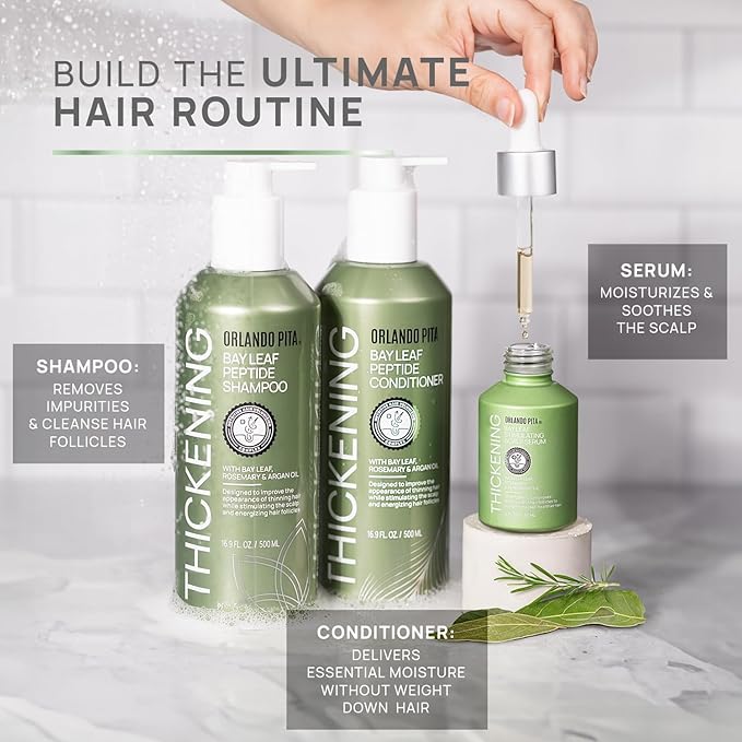 ORLANDO PITA Bay Leaf Stimulating Scalp Serum For All Hair Types, Supports The Appearance Of Fuller & Thicker Hair, Designed To Reduce Visual Signs Of Hair Shedding, 60-Day Supply, 2 Fl Oz (Pack of 2)