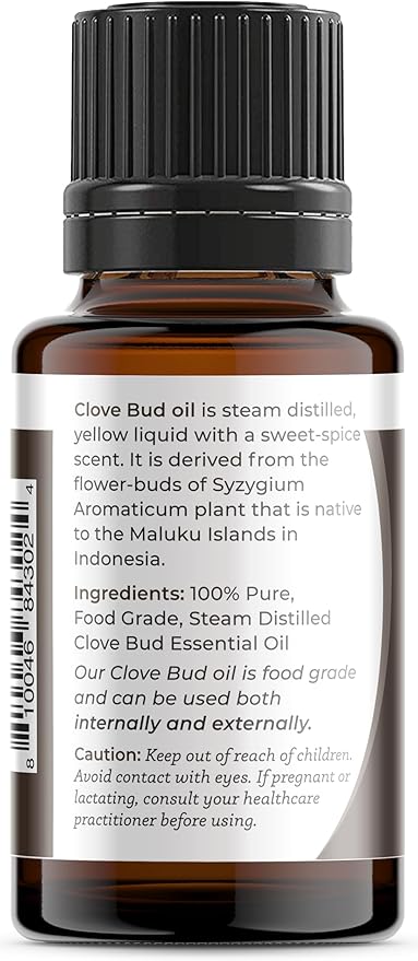 Viva Doria Clove Bud Essential Oil, 100% Pure, Natural Clove Essential Oil, Undiluted, for Aromatherapy | Food Grade, 15 mL (0.5 Fluid Ounce)