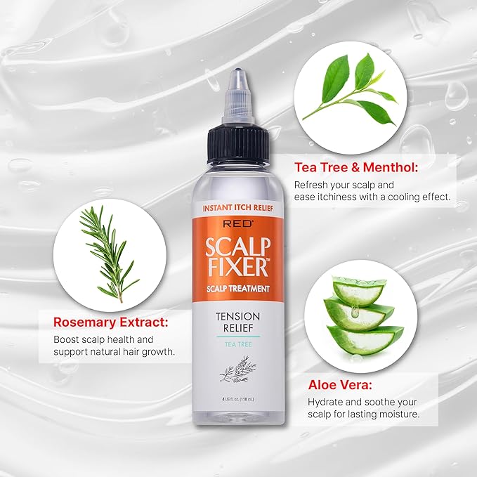 Red by Kiss Scalp Fixer Dry & Itchy Scalp Treatment Instant Cooling Sooth, Hydration & Buildup Control, Detoxify & Balance Healthy Hair (4 fl.oz, Witch Hazel(Scalp Detox))