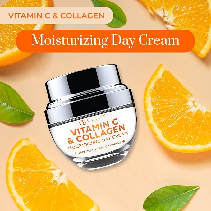 Vitamin C & Collagen Day/Night Moisturizer - Dermatologist Tested, Restores & Brightens Skin Tone, Hydrating & Firming, Anti-Aging Cream, Cruelty Free Korean Skin Care - 2 Pack