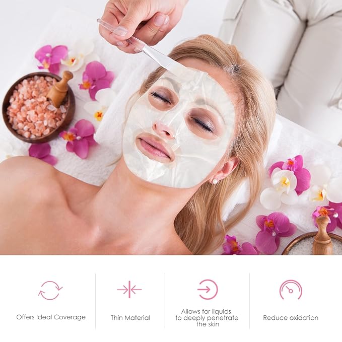 200 Sheets Facial Plastic Mask Disposable Facial Sheet Mask Transparent Face Masks Skincare Preservative DIY Clear Spa Thin Plastic Wrap Moisture Retention