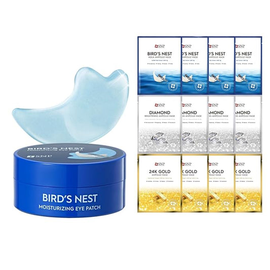 SNP [K Beauty Bird's Nest Aqua Eye Patch & Variety Ampoule Sheet Mask Set