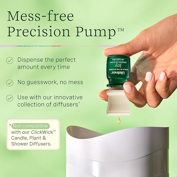 Lifelines Essential Oil Blends, 2-Pack - Blended Essential Oils with Mess-Free Precision Pump for Aromatherapy Diffusers - Long-Lasting Scented Fragrance - Walk in The Woods (Joy & Energy)