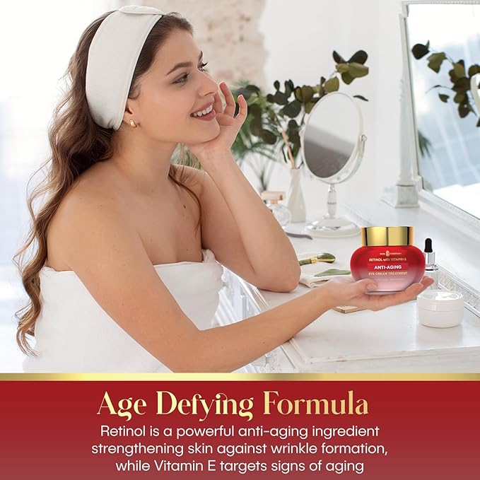 Retinol & Vitamin E Anti-Aging Eye Cream - Reduces Puffiness, Fine Lines & Crow’s Feet - Dermatologist Tested, Korean Skin Care for All Skin Types - 1.0 Fl. Oz