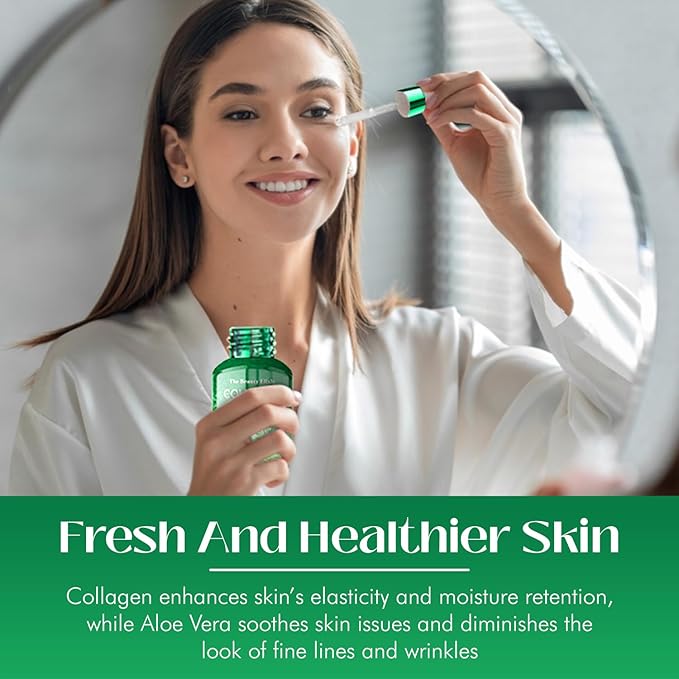 Aloe & Collagen Serum For Face - Dermatologist Tested, Anti-Aging, Ultra Hydrating Aloe Vera Gel For Face - Natural Ingredients, Clean Beauty, Cruelty-Free Korean Skin Care - 1.69 oz