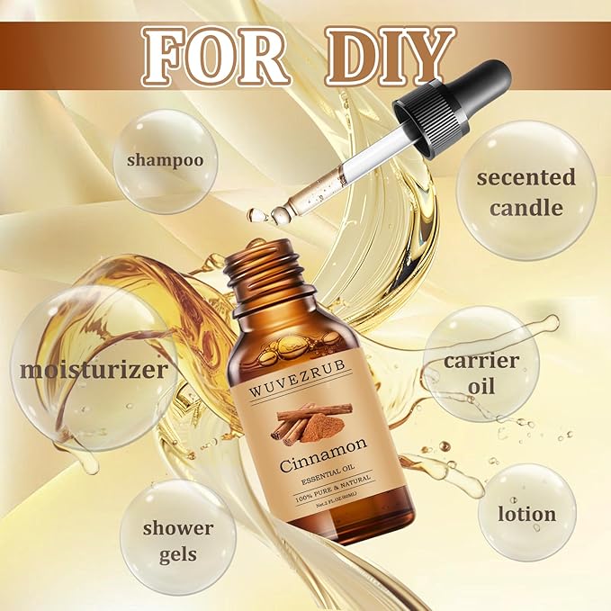 Cinnamon Essential Oils 60ML, Pure Cinnamon Essential Oil for Aromatherapy Diffuser - 2 Fl Oz