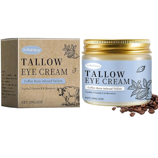 Coffee Beef Tallow Eye Cream for Dark Circles, Beef Tallow for Skin,Organic Grass Fed Beef Tallow Eye Cream, Rapid Wrinkle Repair, Daily Anti-Aging Under Eye Cream, Tired Eyes, Fragrance Free,