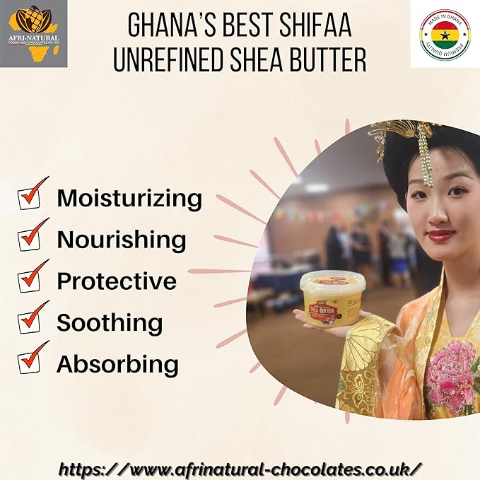 Shea Butter - 100% Pure and Unrefined from Ghana I Raw, Natural Moisturizer & Organic for Skin, Hair, Lips & Body - (Shifaa). Good for Scars and Rashes, Eczema - 7oz