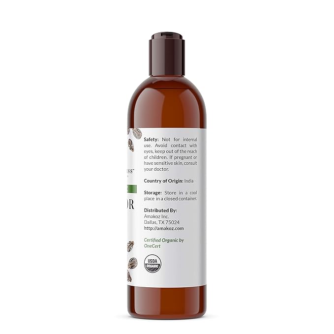 NaturoBliss Organic Castor Oil 100% Pure and Natural Premium Grade for Hair Growth, Eyelashes and Eyebrows - Carrier Oil - Hair and Body - Expeller-Pressed & Hexane-Free (16 Fl Oz)