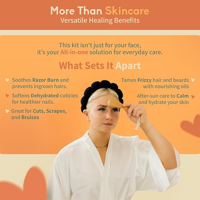 Healing Happy Method - Skin Care Set - 4 oz. Cleanser, Toner, Moisturizer, Body Oil, Gua Sha & Brush - Vegan Beauty Gift Sets - Skincare Kit for Nourished, Radiant Skin