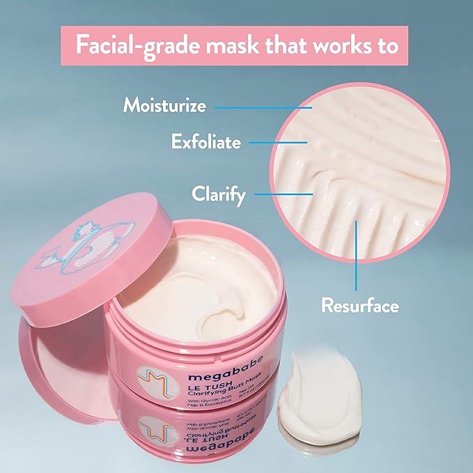 Megababe Butt & Body Acne Mask - Le Tush | Clarifying, Exfoliating & Hydrating | 6.7 fl oz