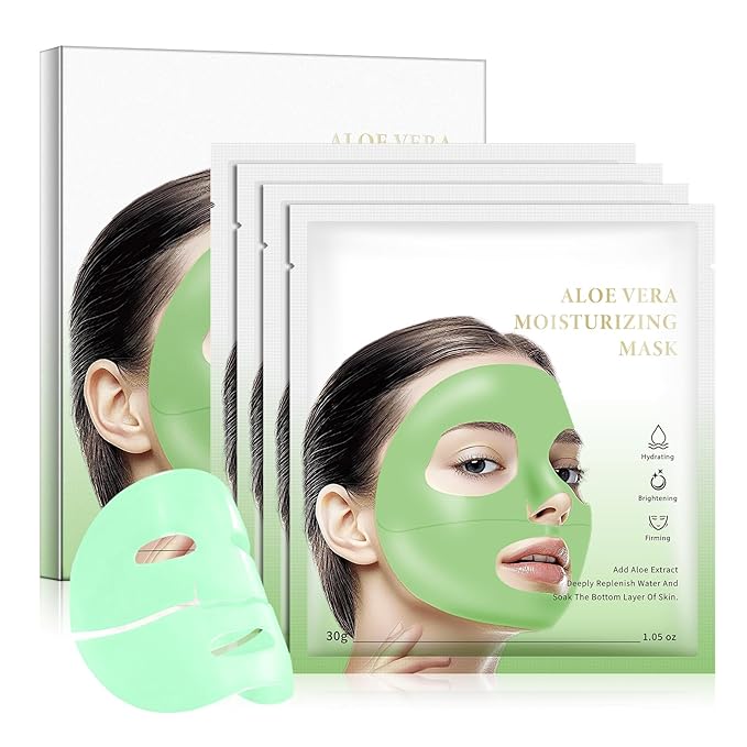 Aloe Vera Hydrogel Face Masks Skin Care 4 Pack, Deep Hydrating Overnight Facial Mask,Hydro Jelly masks for Facials Professional,Moisturizing Night Wrapping Gel Mask Sheet for Women Skin Care